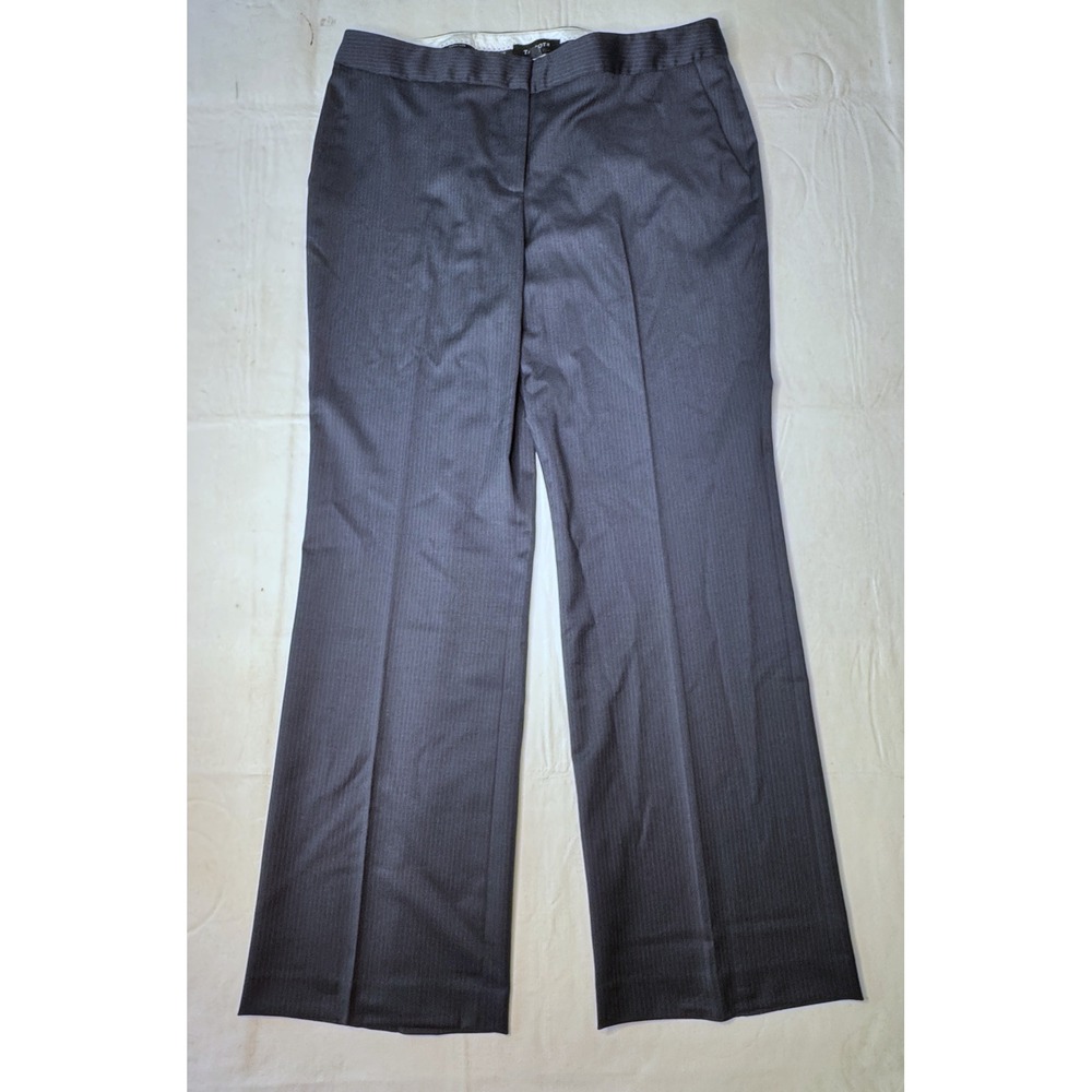 Talbots Signature Fit Navy Pinstripe Wool Blend Wide Leg Dress Pants Womens 14